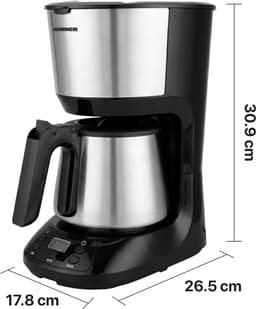 Heinner Armoure Filter Koffiezetapparaat met Timer – 1,25 L – 750W – LCD-display – Programmeerbaar – Druppelstop – Warmhoudfunctie – Automatische Uitschakeling – Zwart — thumbnail 2
