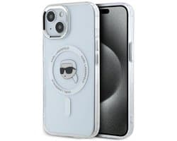 Karl Lagerfeld IML Metaal - iPhone 15 Hoes - MagSafe - Wit