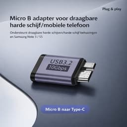 USB-C naar Micro USB 3.0 Adapter – 2 Stuks – 10Gbps – Voor Externe Harde Schijf HDD/SSD – Verloopstekker – Geschikt voor Externe Harde Schijf / Seagate / WD / My Passport / Laptop / MacBook / Tablet — thumbnail 5