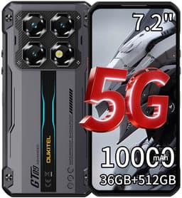 OUKITEL WP60 Rugged Smartphone 5G - 36GB RAM - 512GB ROM - 7,2 inch 120Hz - 10000mAh 33W - 108MP Camera - Dual SIM - Android 15 - NFC GPS - Zwart — thumbnail 1