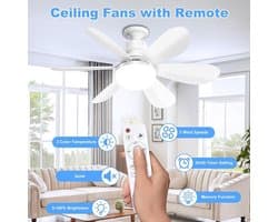 Plafondventilator met LED Verlichting – E27 Fitting – 3 Snelheden – Dimbaar (3000K-6500K) – Met Afstandsbediening & Timer – Stil — afbeelding 1