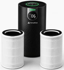 AtmosPure® CleanAir Luchtreiniger - Air Purifier met vervangbaar HEPA 13 Koolstof filter + Extra filter - CADR 250 m³/h - Zwart - Voor 98 m² - Werkt tegen huisstofmijt, hooikoorts, allergie, -3 standen + stille slaapstand - Luchtkwaliteit Sensor — thumbnail 1