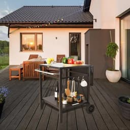 M-Goods - BBQ Trolley - Buitenkeuken op Wielen - Barbecue Tafel - BBQ Werktafel - Opvouwbaar Zijblad - Zwart — thumbnail 5