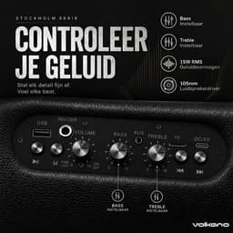 Volkano Bluetooth Speaker Stockholm - Retro Speaker - Muziek Box - Vintage Speaker - Bluetooth - TWS - Bass en Treble regelbaar — thumbnail 2