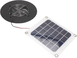 Afzuigventilator op Zonne-energie - Ronde Ventilator - Luchtcirculatie Buiten - Geruisloos Ventilatiesysteem - 10W Paneel - Zwart — thumbnail 1