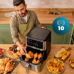 Heteluchtfriteuse - Airfryer Frituurpan - Gezond Koken - Extra Grote Mand - 8 Liter - Roestvrij Staal — thumbnail 4