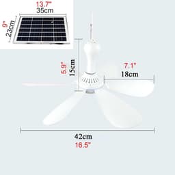 Zonneventilator met Snoer - Draagbare Ventilator - Buitenkoeling - Zonnepaneel Inbegrepen - 42 cm Diameter - Zwart — thumbnail 2