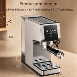 Professioneel Espressomachine 20 Bar - Koffiemachine met Stoompijpje, Kopjeswarmhoudplaat & RVS Behuizing - Voor Thuis Gebruik — thumbnail 2