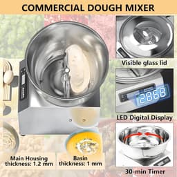 Deegmixer Keukenmachine - Bakmachine - Professioneel Bakken - Grote Capaciteit - 3 kg - Zilver — thumbnail 5