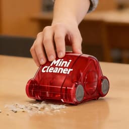 Bureau Stofreiniger - Mini Veegset - Bureau Schoonmaken - Decoratief Wagen Ontwerp - Compact Formaat - Rood — thumbnail 3