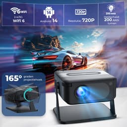 Miroza® Pro Mini Beamer Zwart - 4K Ultra HD Projector - Draagbare Beamer met Wifi 6 & Bluetooth 5.2 - Android 14 & IOS - YouTube, Netflix & Disney - Ingebouwde Speakers & 3 meter stekkersnoer — thumbnail 3