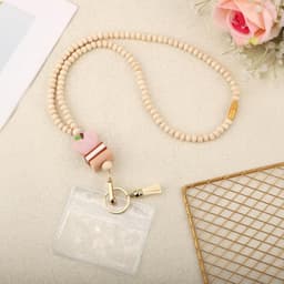 Lanyard voor docenten met ID-houder, houten kralen, schattige lanyard voor vrouwen, sleutelhangers en kaarten, ideaal voor schoolgebruik — thumbnail 2