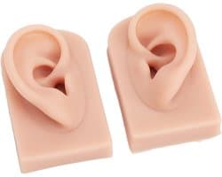 Herbruikbare Silicone Oor Modellen voor Piercing Oefening - Compact en Draagbaar voor Acupunctuur Training (2 Stuks)