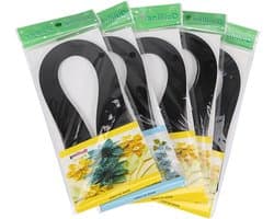 600 Strips Wit Quilling Papier voor DIY, 3mm en 5mm Breed, Origami Handwerk Decoratie in Zwart en Ivoor