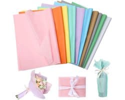 Kleurrijk Tissuepapier voor Verpakking en DIY Creaties - 100 Vellen 50 x 70 cm in 10 Kleuren voor Cadeaus en Knutselprojecten