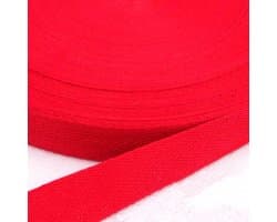 Katoenen Biasband 50 Yards x 20 mm voor Versteviging, Naaiwerk en DIY Creaties, Rood, Herringbone en Twill Design