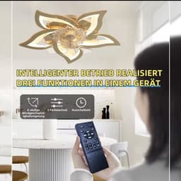 5 Lotus Ventilator - Bedienbaar Met Afstandsbediening & APP - Goud - Plafondventilator - Plafonniere - 6 Standen - Moderne Lamp - ⌀ 69cm — thumbnail 2