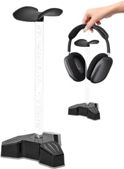 Hoofdtelefoonstandaard met oplader - Headset Hanger Rack - Bureau organiseren - Dynamische RGB-verlichting - 275 cm - Zwart — thumbnail 1