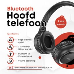 Hoco W41 draadloze on-ear koptelefoon - Zwart — thumbnail 6