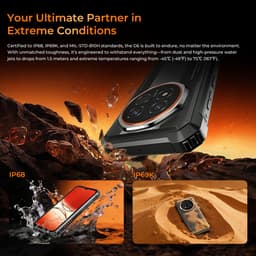 Rugged Smartphone - OUKITEL G6 - 2026 nieuw telefoon - 16GB RAM - 128GB ROM - 6,52 inch - 10600 mAh - Android 16 - IP68/IP69K Outdoor telefoon - NFC GPS - Zwart — thumbnail 2