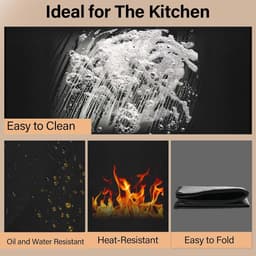Hittebestendige Mat Beschermmat - Brandwerende Onderlegger voor Aanrecht en Tafel - 60x40 cm Siliconen Glasvezel - Antislip Keukenmat voor Oven, Airfryer, Koffiemachine en BBQ - Warmtebestendige Onderlegmat Keuken Bescherming — thumbnail 3