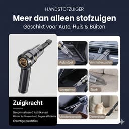 OPTIMERA® 2-in-1 Auto Stofzuiger - Zuigen & Blazen - Kruimeldief - 7 Opzetstukken - Oplaadbaar - Handstofzuiger - Air Duster - Zwart — thumbnail 4