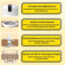 Elektrische uienhakker van 350 ml, draadloos USB-ontwerp, kleine uienhakker, kan ook gebruikt worden om knoflook en vlees te hakken, perfect voor het hakken van uien, knoflook en vlees. — thumbnail 5