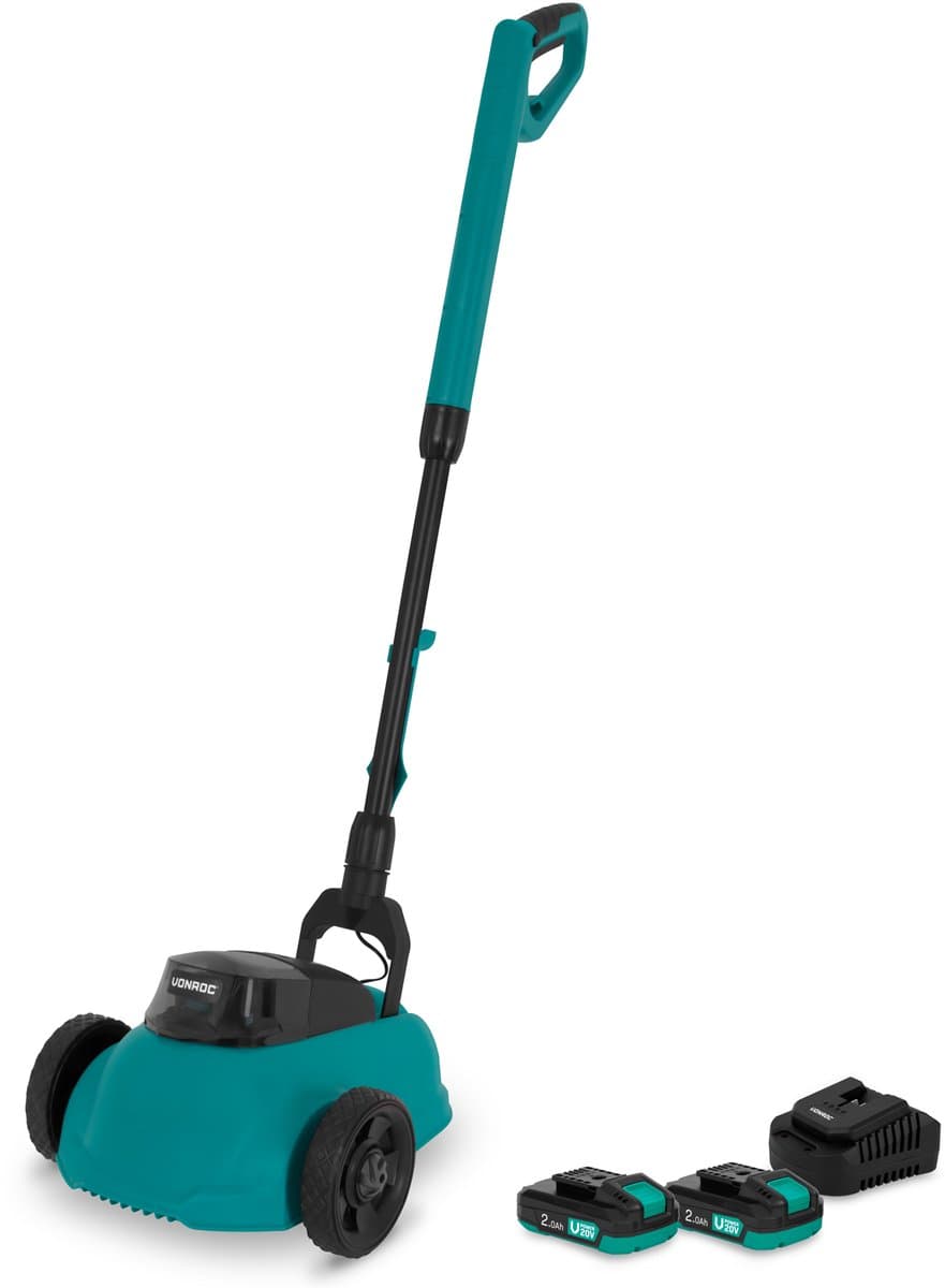 VONROC Mini Elektrische Grasmaaier 20V – 22 cm – Maaien en mulchen in één - Drie instelbare maaihoogtes: 30mm, 40mm, 50mm –- Incl. reinigingstool - Incl. 2x 2.0Ah Accu en lader — afbeelding 1