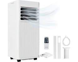 Auronic Mobiele Airco - 9.000 BTU - 3-in-1 - Airconditioning met 2 Raamafdichtingskits - Ventilator - Ontvochtiger - tot 25m² koelen - Wit
