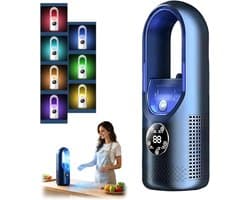 KZQ Bladloze Ventilator Blauw 6 Standen 7 Kleuren Led Oplaadbaar Draagbaar Tafelventilator Zachte Luchtstroom Voor Slaapkamer Kantoor En Reizen Stille Persoonlijke Koeling Voor Thuis En Onderweg — afbeelding 1
