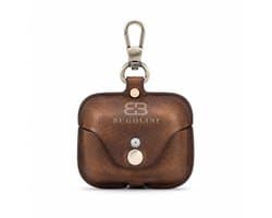 BUGOLINI Nero - Echt lederen hoes - Handgemaakt - Beschermhoes - Case - Geschikt voor Apple Airpods 3 / Airpods Pro - Koffie