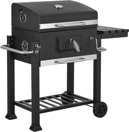 SMH LINE® BBQ houtskool XL- Smoker Barbecue - Incl. BBQ Greedschapset en 12x BBQ Spiezen - Verstelbare Kolenroosters & Inklapbare Zijtafel - Zwart — thumbnail 3
