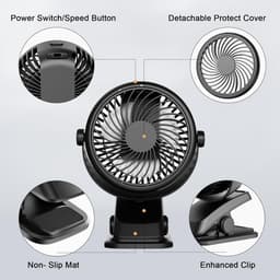 Mini Ventilator met Clip – Oplaadbare Tafelventilator – Stil – 720° Draaibaar – 3 Snelheden – USB-C — thumbnail 2