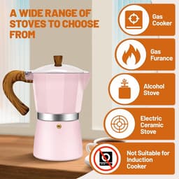 3-kops aluminium espressokoker (Moka Pot) – Klassieke Italiaanse koffiemaker voor op het fornuis – Geschikt voor het bereiden van Italiaanse en Cubaanse koffie – Ideaal voor thuis en op de camping – 150 ml (5 oz) — thumbnail 2
