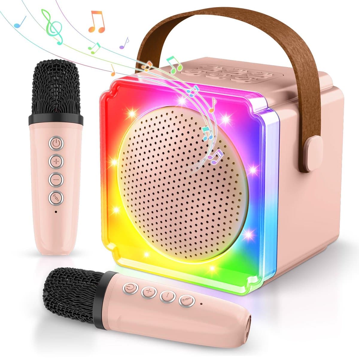 Karaoke Set voor Volwassenen en Kinderen – met 2 Microfoons – Bluetooth‑Speaker – Draagbaar Model – LED‑Verlichting — afbeelding 1