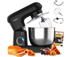 Kneedmachine - Keukenmachine Mixer - Bakken Brood Cake - Stille Motor - 6.5L Kom - Zwart