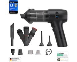 Lautux - Turbotastic Pro 2 - 4 in 1 Zwart Handstofzuiger -Auto stofzuiger- 120 W - 18.000 Pa - tot 60 minuten gebruiksduur - HEPA-filter - LED-display - 4 in 1 opzetstukken-Starter Set- (auto, dierenharen, opblazen, leegzuigen/vacuüm) (parelwit)