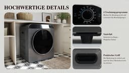 Re-purelife® wasdroger compact met 4 programma’s - kledingdroger met roestvrijstalen trommel - droger met PTC-keramische verwarming, wandmontage of stapelbaar - zilvergrijs 49,5 × 42 × 59,5 cm — thumbnail 15