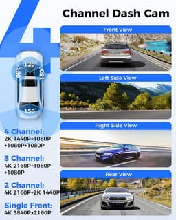 AZDOME M660 2K 4CH 360° Dash Cam - 4 Camera's (voor + achter + links + rechts), Ingebouwde 128GB eMMC & Auto Parkeermodus, GPS, 5G WiFi, 3" Touchscreen, G-Sensor & IR Nachtzicht - Auto Beveiliging - Haarscherpe Nachtzicht - Dashcam Auto 2026 Model — thumbnail 3