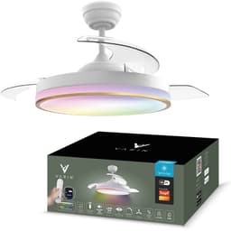 Varin® Smart Plafondventilator met LED verlichting RGBW - Wit/Goud - Tuya Wifi - Ø 50cm/108cm - Super stil - Smart lamp - Plafondlamp slaapkamer - Plafonniere woonkamer - Plafondlampen - Plafond lamp - Verlichting kinderkamer - Plafond ventilator — thumbnail 1