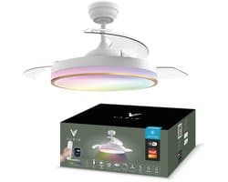 Varin® Smart Plafondventilator met LED verlichting RGBW - Wit/Goud - Tuya Wifi - Ø 50cm/108cm - Super stil - Smart lamp - Plafondlamp slaapkamer - Plafonniere woonkamer - Plafondlampen - Plafond lamp - Verlichting kinderkamer - Plafond ventilator — afbeelding 1