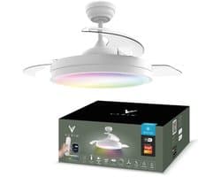 Varin® Smart Plafondventilator met verlichting - Wit - Tuya Wifi - LED 36W RGBW - Ø 50cm/108cm - Super stil - Smart lamp - Plafondlamp slaapkamer - Plafonniere woonkamer - Plafondlampen - Plafond lamp - Verlichting kinderkamer - Ventilator — afbeelding 1
