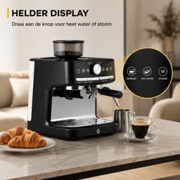 Sello! espressomachine – koffiemolen – melkopschuimer – cappuccino – latte – verse bonen – 30 maalstanden – 1350W - RVS — thumbnail 3