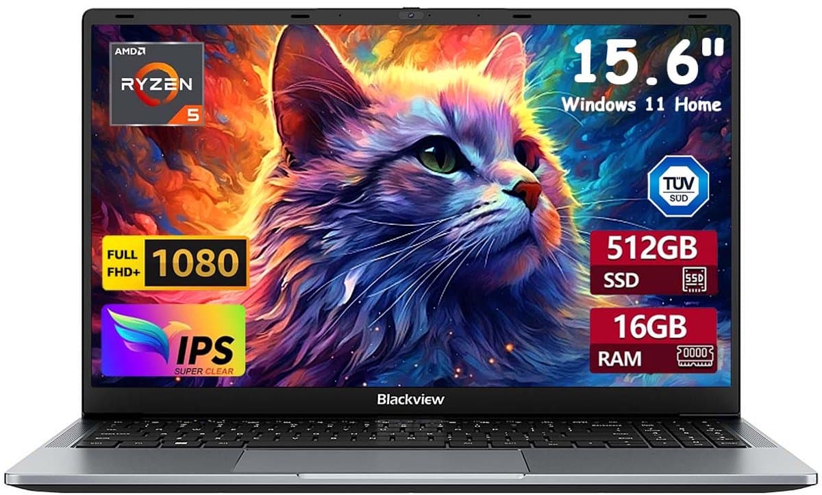 Blackview AceBook 6 - Laptop - 16GB DDR4 + 512GB SSD AMD Ryzen 5 3500U - 15,6 inch - Windows 11 Home - Grijs — afbeelding 1