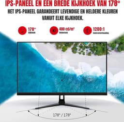 RUX® Gaming Monitor 240hz - Gaming Monitor -Zwart - ‎‎16cm x 62cm x 46cm; 5 kg — thumbnail 6