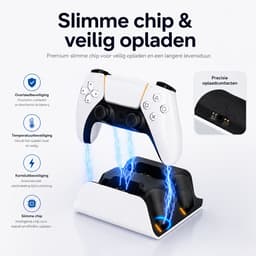 Sounix Oplaadstation geschikt voor PS5 PS5 / PS5 Slim / PS5 PRO / DualSense Controller - PS5 accessoires - Dual Oplader - Charging Dock - Wit — thumbnail 4
