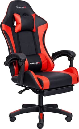 RACINGX - Gamestoel Met Voetsteun- Gaming stoel - Game stoel - Gaming Chair - Verstelbaar - - Max Gewicht 150 kg - Zwart/Rood — thumbnail 1