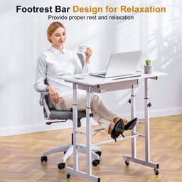 GTPLAYER - Hoogteverstelbaar Bureau - Met Lades en Rollen 80x50 cm - Bruin — thumbnail 4