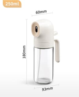 Oil Sprayer - Olieverstuiver Spray Fles - 250 ml - Voor Olijfolie & Azijn - wit - Fine Mist - Keuken Oliespuit - Airfryer Accessoires - Olievernevelaar - Doseerfles - Navulbaar - Glas - BBQ & Salade - Gezond Koken — thumbnail 2