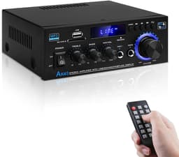Bluetooth 5.0 Audioversterker Ontvangers - AK45 Hifi Stereo Mini Eindversterker RMS 40W 2.0 Kanaals Home Theater Audio Componenten Luidsprekers Versterker W/MIC USB RCA FM Radio — thumbnail 2